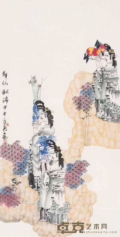 刘永杰 2004年作 群仙献瑞 镜心 137×69cm